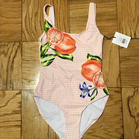 Anthropologie Onia Onepiece Swimsuit Orange Plaid - Picture 4 of 5